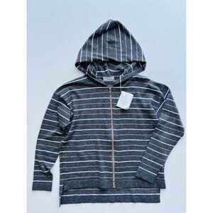 Brunello Cucinelli Kids Cashmere Blend Striped Hoodie Zip Grey ( 8 )